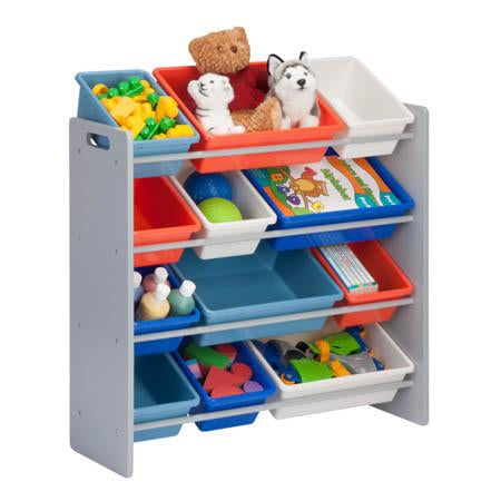 honey can do Gray/Multi 12-Bin Kids Toy Storage Organizer