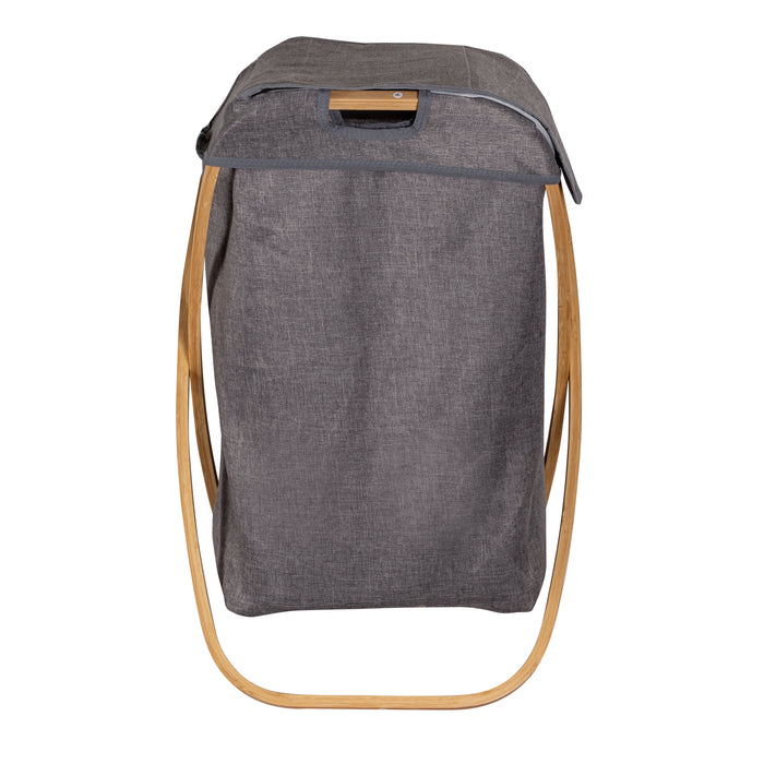 Honey Can Do Gray/Natural Bamboo Folding Hamper With Lid