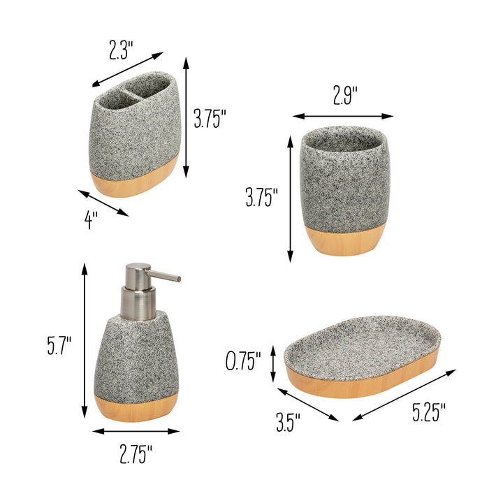 Honey Can Do Gray/Natural Bath Accessory Set (4-Piece)