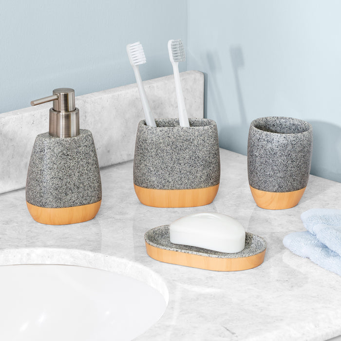 Honey Can Do Gray/Natural Bath Accessory Set (4-Piece)