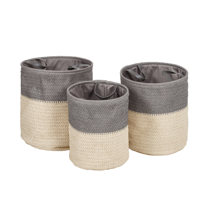 honey can do Gray/Natural Nesting Laundry Baskets with Handles (Set of 3)