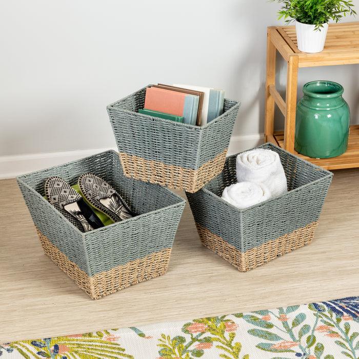 Honey Can Do Gray/Natural Seagrass Square Nesting Baskets (Set Of 3)