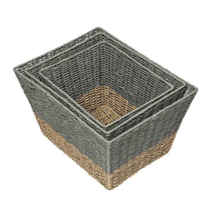 Honey Can Do Gray/Natural Seagrass Square Nesting Baskets (Set Of 3)