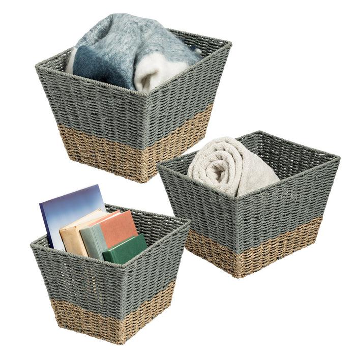 honey can do Gray/Natural Seagrass Square Nesting Baskets (Set of 3)