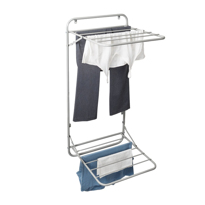 honey can do Gray Over-the-Door or Wall Mount 2-Tier Folding Drying Rack
