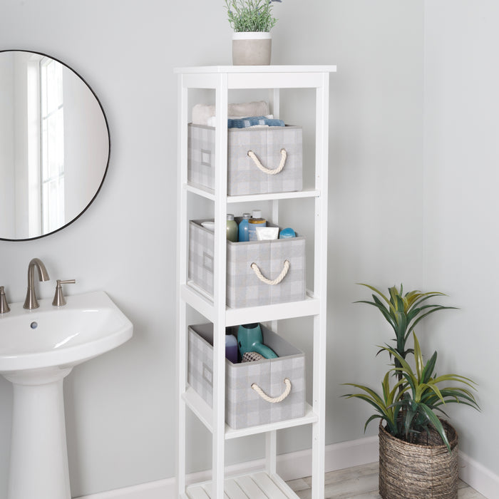 Honey Can Do Gray Plaid Folding Large Fabric Storage Bins With Handles (Set Of 3)