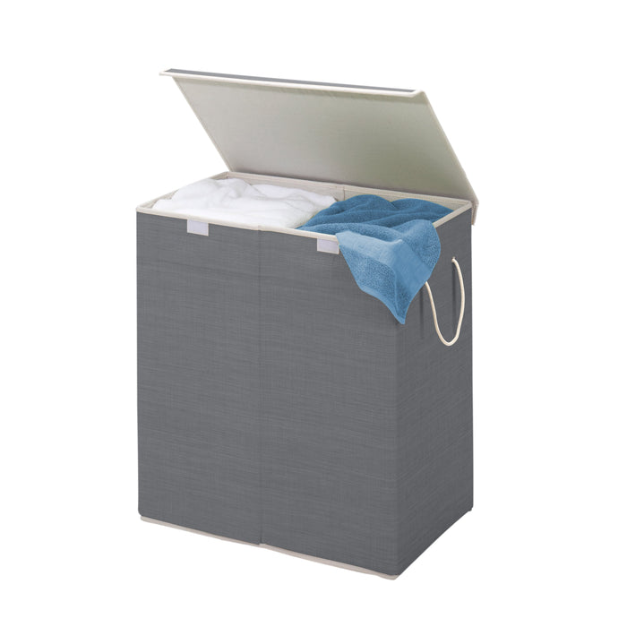 honey can do Gray Resin Large Dual Laundry Hamper with Lid