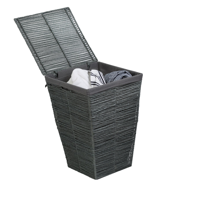 honey can do Gray Rolled Paper Rope Hamper with Lid