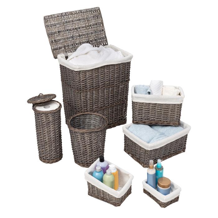 honey can do Gray Split Willow 7-Piece Woven Storage Basket Set