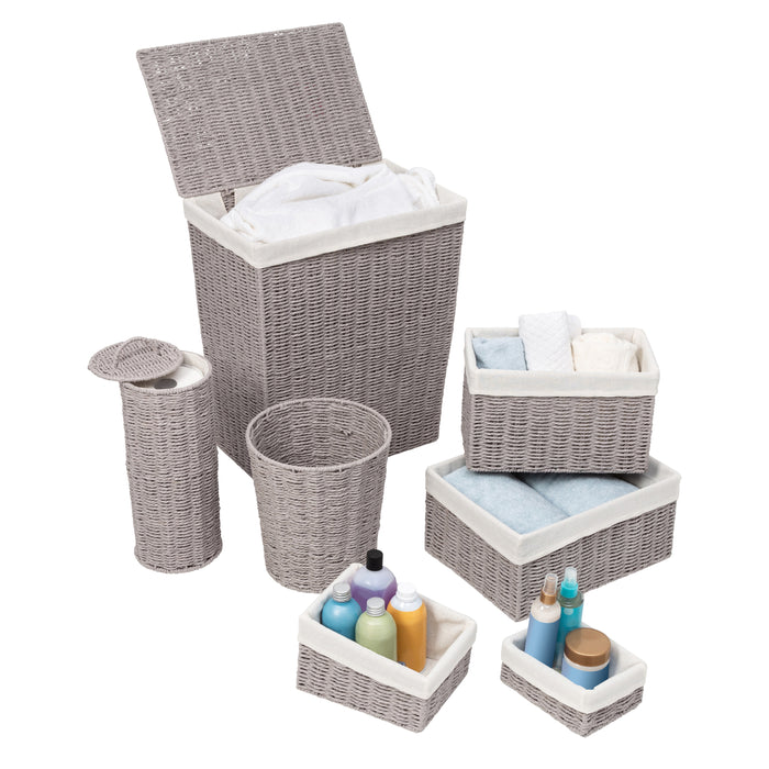 honey can do Gray Twisted Paper Rope 7-Piece Storage Basket Set