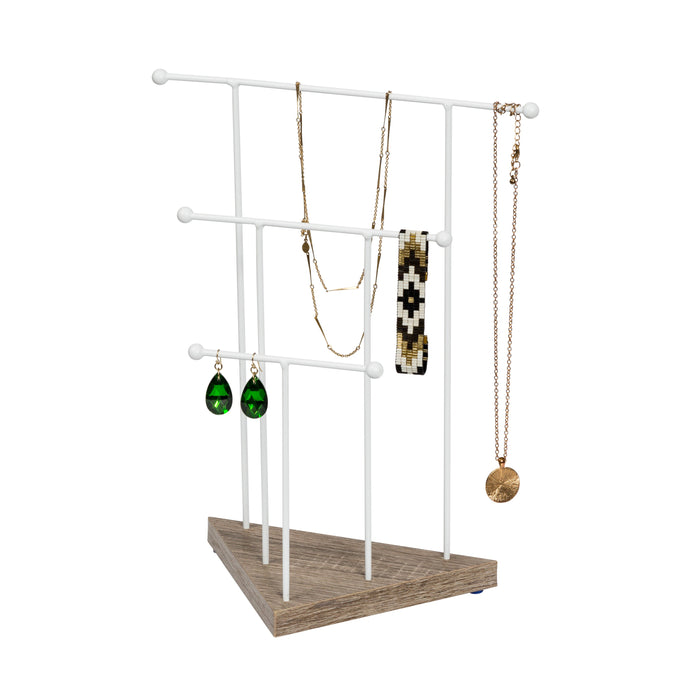 honey can do Gray/White 3-Tier Triangle Jewelry Stand