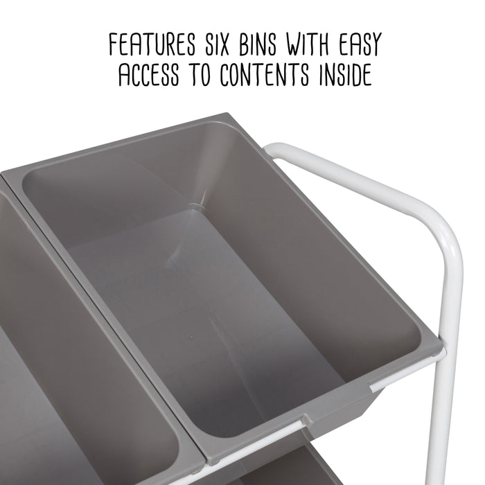 Honey Can Do Gray/White 6-Bin Rolling Storage Or Craft Cart
