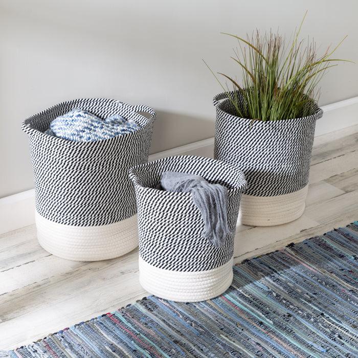 Honey Can Do Gray/White Cotton Rope Nesting Baskets (Set Of 3)