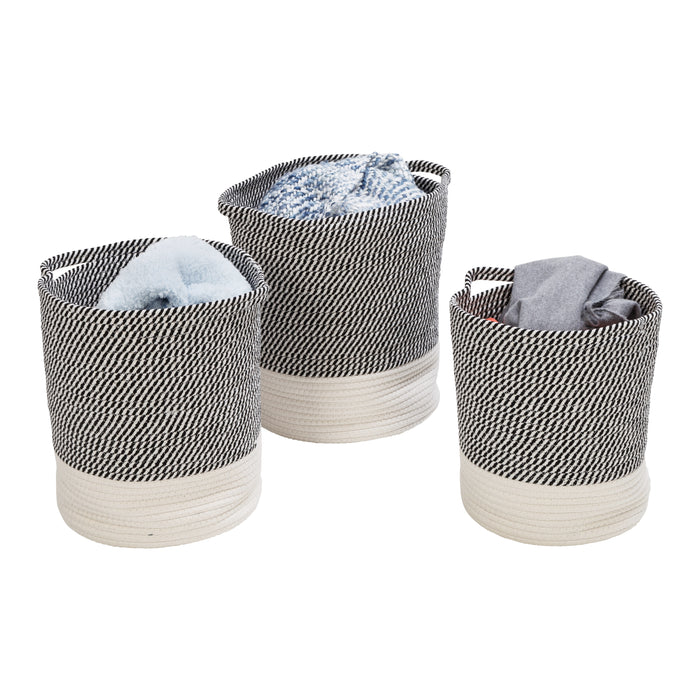Honey Can Do Gray/White Cotton Rope Nesting Baskets (Set Of 3)
