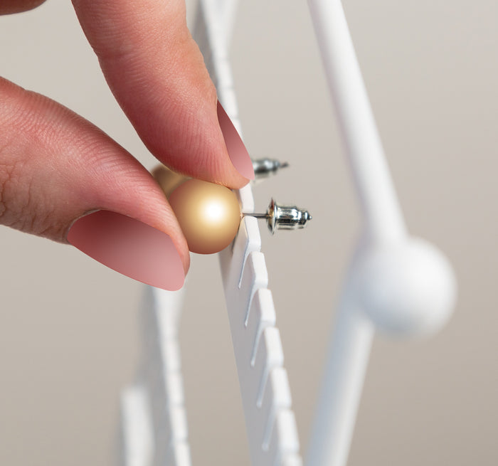 Honey Can Do Gray/White Earrings And Rings Jewelry Stand