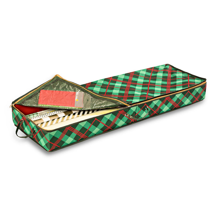 honey can do Green Plaid Holiday Gift Wrap Organizer