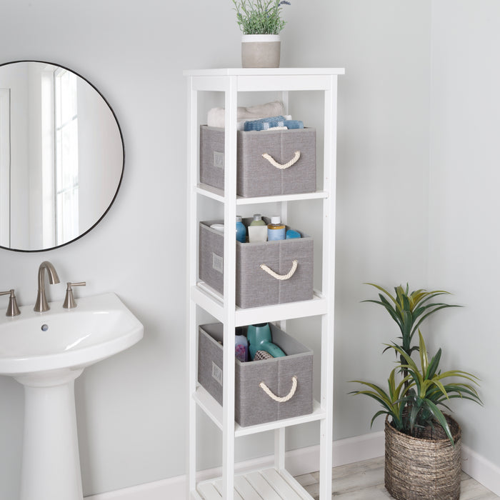 Honey Can Do Heather Gray Folding Large Fabric Storage Bins With Handles (Set Of 3)