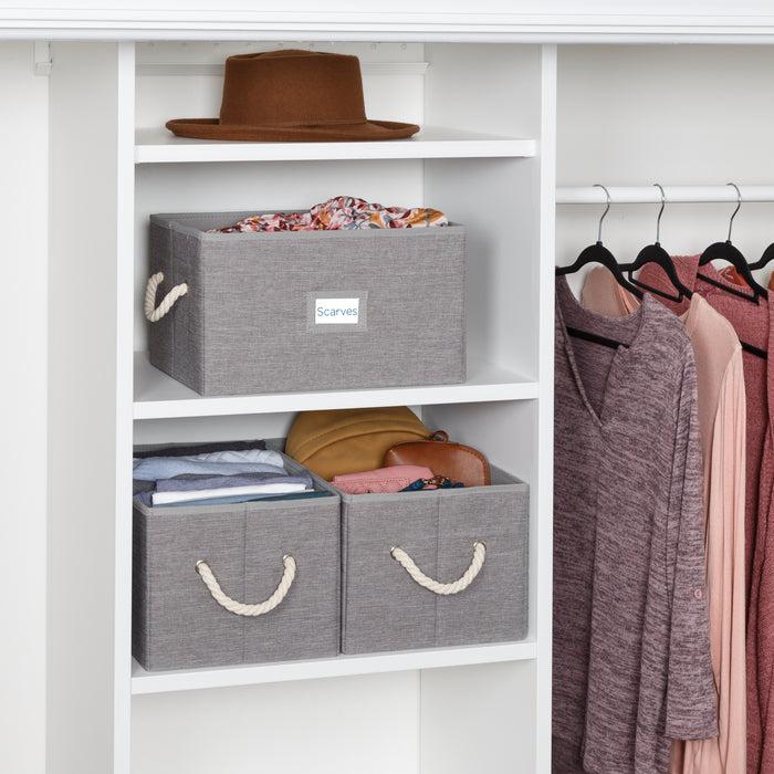 Honey Can Do Heather Gray Folding Large Fabric Storage Bins With Handles (Set Of 3)