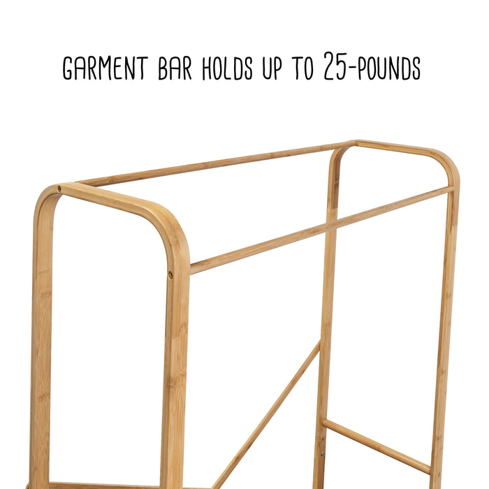 Honey Can Do Bamboo And Gray Canvas Garment Rack