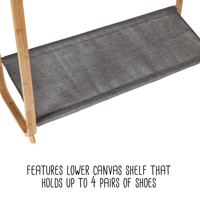 Honey Can Do Bamboo And Gray Canvas Garment Rack