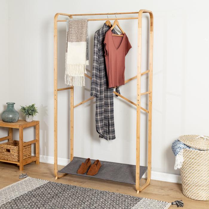 Honey Can Do Bamboo And Gray Canvas Garment Rack