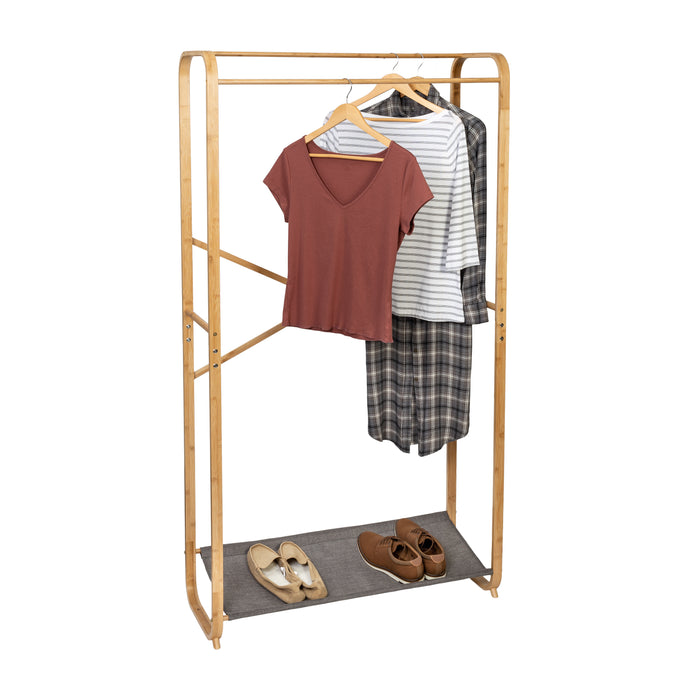 honey can do Bamboo and Gray Canvas Garment Rack