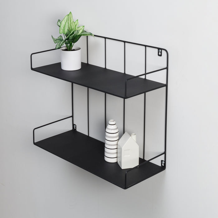 Honey Can Do Black 2-Tier Metal Accent Shelf