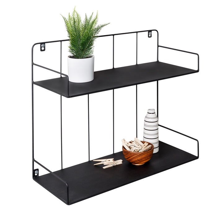 honey can do Black 2-Tier Metal Accent Shelf