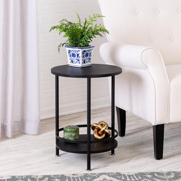 Honey Can Do Black 2-Tier Round Side Table