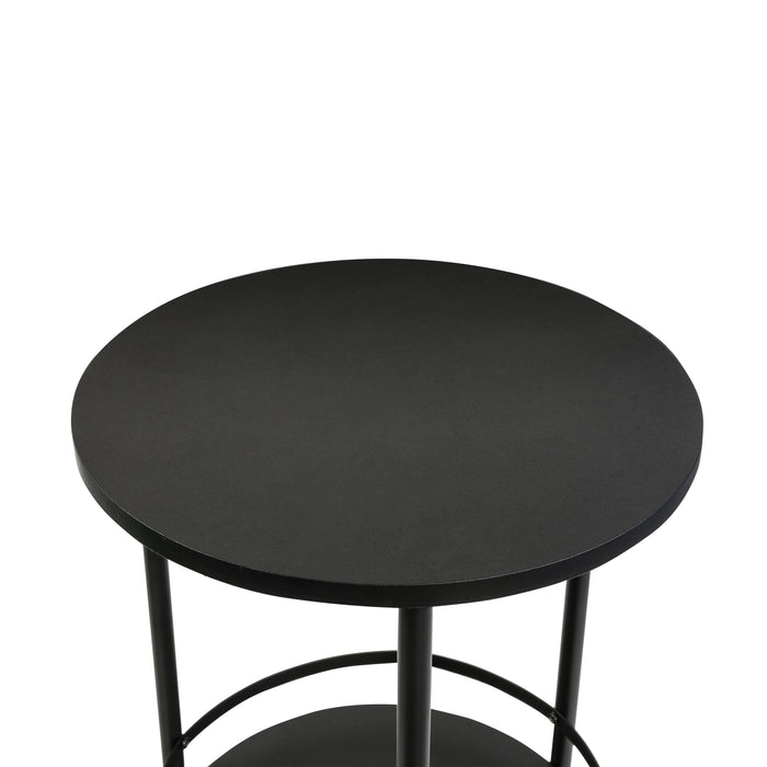 Honey Can Do Black 2-Tier Round Side Table
