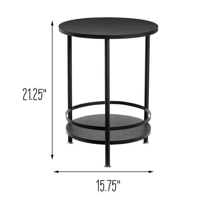 Honey Can Do Black 2-Tier Round Side Table