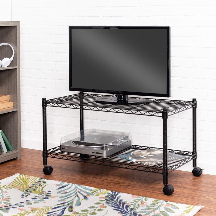 Honey Can Do Black 2-Tier TV Stand And Media Cart