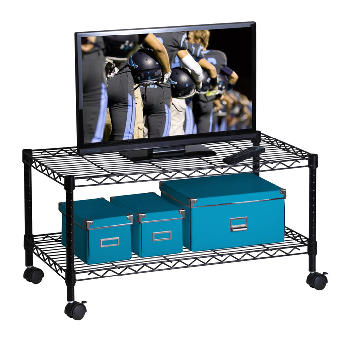 honey can do Black 2-Tier TV Stand and Media Cart
