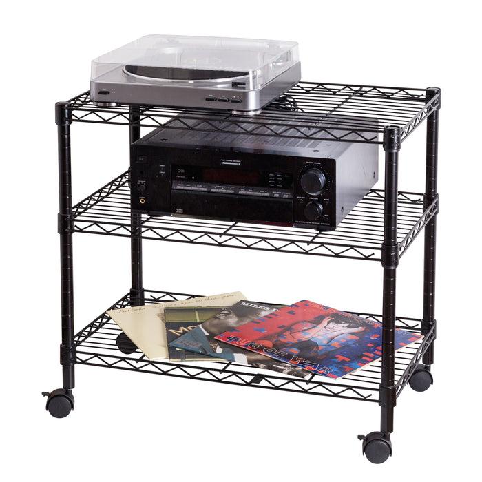 honey can do Black 3-Tier Media Cart