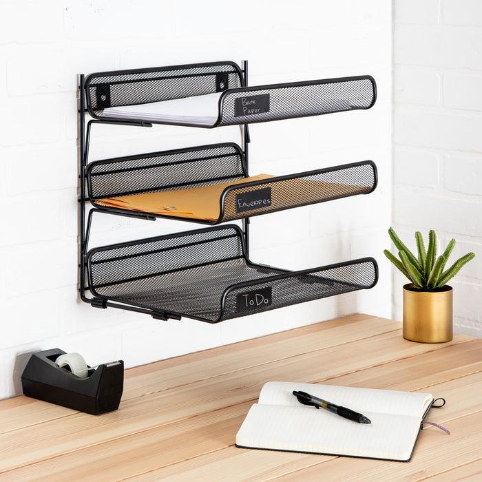 Honey Can Do Black 3-Tier Mesh Desk Organizer