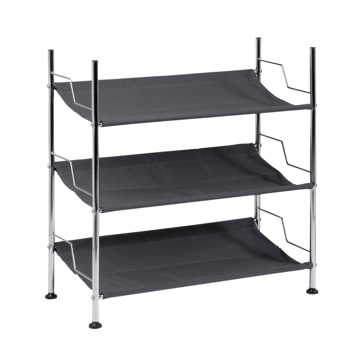 Honey Can Do Black/Chrome 3-Tier Shoe Rack