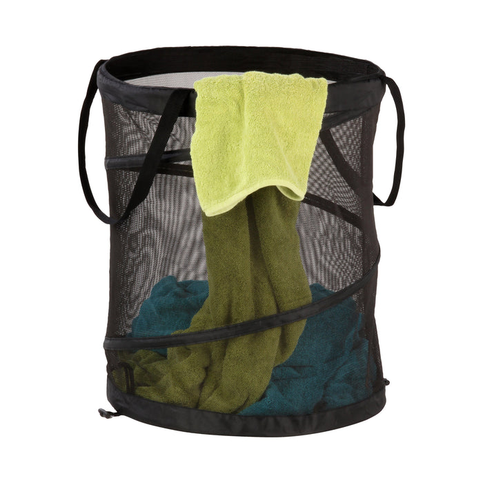 honey can do Black Mesh Folding Pop-Up Hamper