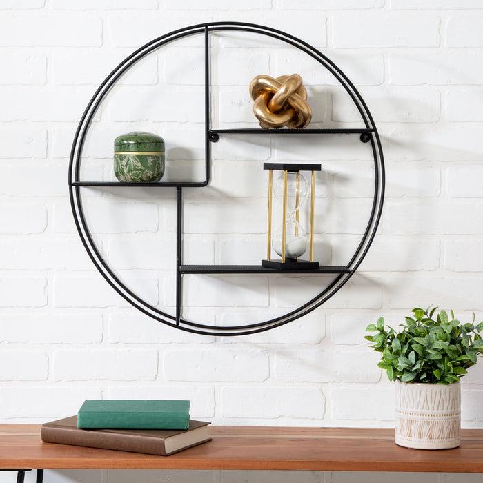 Honey Can Do Black Modern Circular Wall Shelf