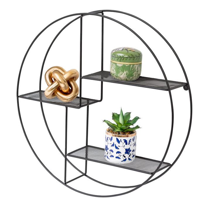 honey can do Black Modern Circular Wall Shelf