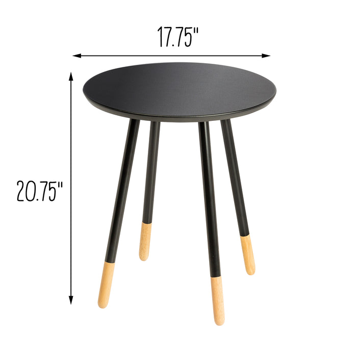 Honey Can Do Black/Natural Round Accent End Table
