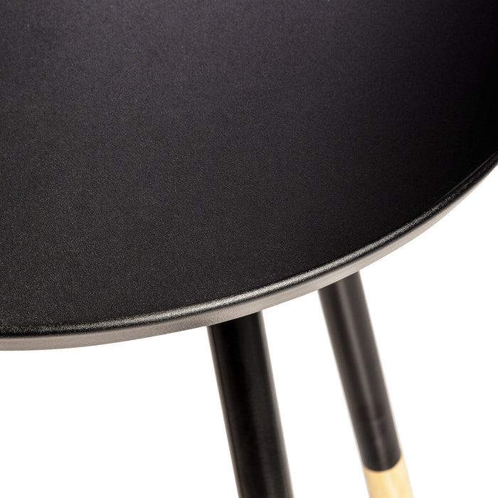 Honey Can Do Black/Natural Round Accent End Table