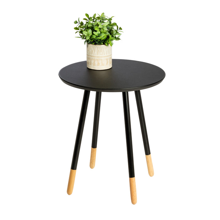 Honey Can Do Black/Natural Round Accent End Table
