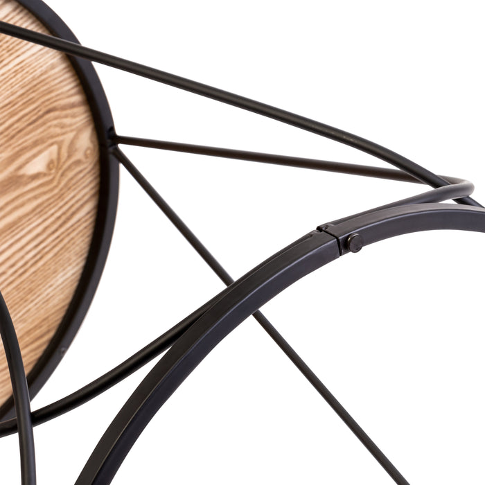 Honey Can Do Black/Natural Round Accent Table