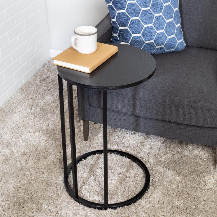 Honey Can Do Black Round C-Shape End Table