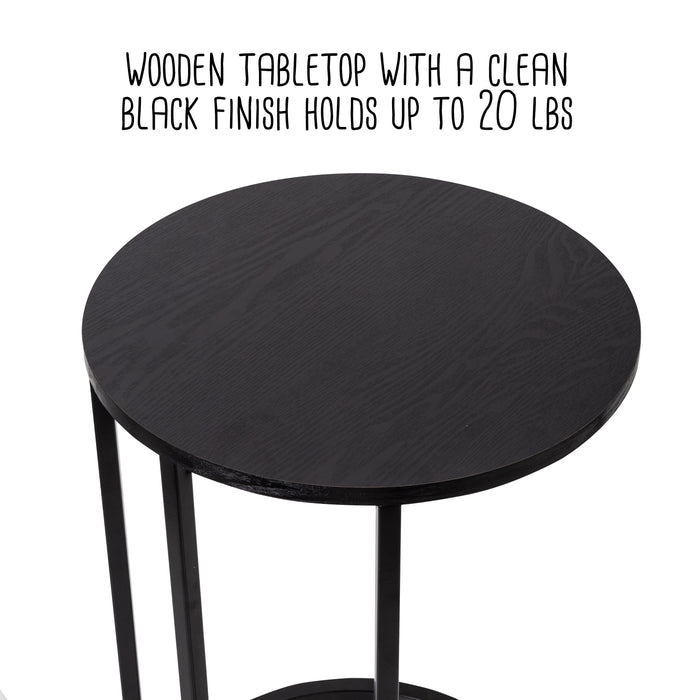 Honey Can Do Black Round C-Shape End Table