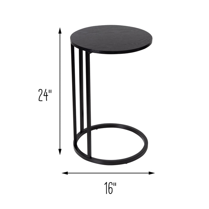 Honey Can Do Black Round C-Shape End Table