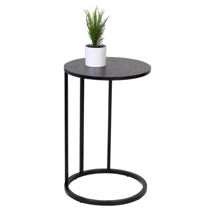 Honey Can Do Black Round C-Shape End Table