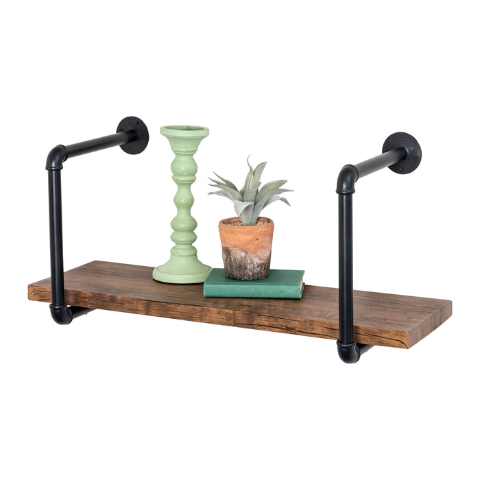 honey can do Black/Rustic Industrial Wall Shelf
