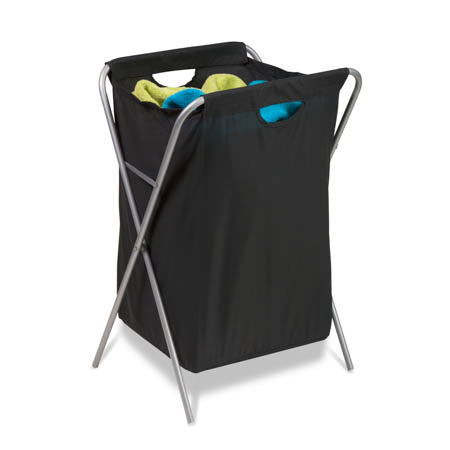 honey can do Black/Silver X-Frame Folding Hamper
