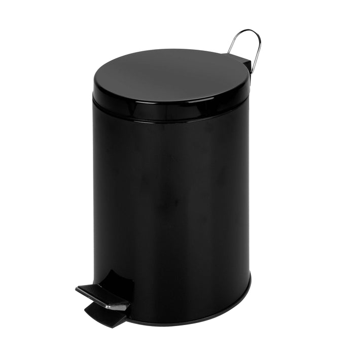 honey can do Black Steel 12L Round Step Trash Can